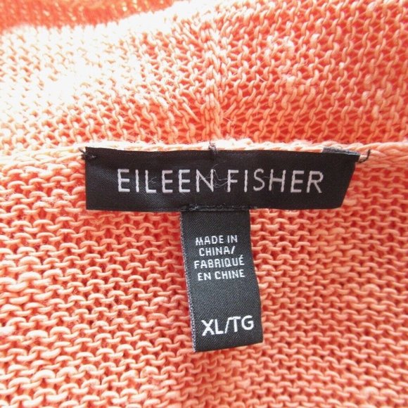 Eileen Fisher Cardigan Sweater XL Linen Open Front Peach Lagenlook Minimalist - Picture 6 of 7
